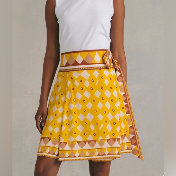 Diane Von Furstenberg Dresses & Skirts - NEW DVF  Silk Wrap Skirt Rhombus All-Over Citron Motif 6